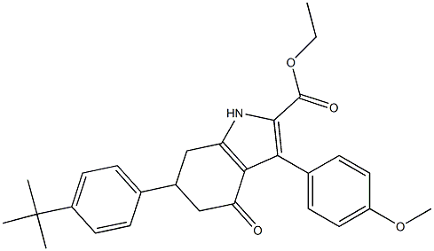 ethyl 6-(4-(tert-butyl)phenyl)-3-(4-methoxyphenyl)-4-oxo-4,5,6,7-tetrahydro-1H-indole-2-carboxylate Struktur