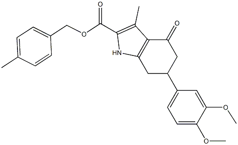 4-methylbenzyl 6-(3,4-dimethoxyphenyl)-3-methyl-4-oxo-4,5,6,7-tetrahydro-1H-indole-2-carboxylate Struktur