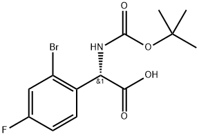 (S)-2-(2-bromo-4-fluorophenyl)-2-((tert-butoxycarbonyl)amino)acetic acid Struktur