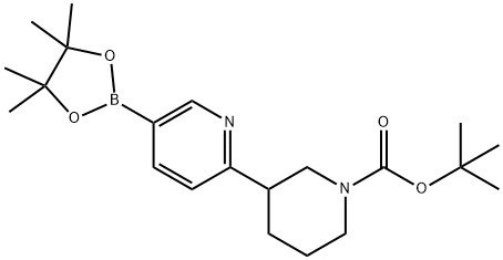 tert-butyl 3-(5-(4,4,5,5-tetramethyl-1,3,2-dioxaborolan-2-yl)pyridin-2-yl)piperidine-1-carboxylate Struktur