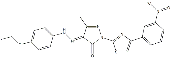 4-[(4-ethoxyphenyl)hydrazono]-5-methyl-2-[4-(3-nitrophenyl)-1,3-thiazol-2-yl]-2,4-dihydro-3H-pyrazol-3-one Struktur