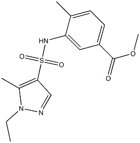 methyl 3-(1-ethyl-5-methyl-1H-pyrazole-4-sulfonamido)-4-methylbenzoate Struktur