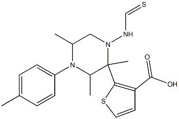 methyl 5-methyl-2-(3-methyl-4-(p-tolyl)piperazine-1-carbothioamido)thiophene-3-carboxylate Struktur