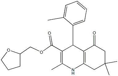 (tetrahydrofuran-2-yl)methyl 2,7,7-trimethyl-5-oxo-4-(o-tolyl)-1,4,5,6,7,8-hexahydroquinoline-3-carboxylate Struktur