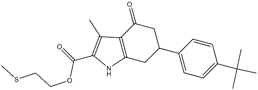 2-(methylthio)ethyl 6-(4-(tert-butyl)phenyl)-3-methyl-4-oxo-4,5,6,7-tetrahydro-1H-indole-2-carboxylate Struktur