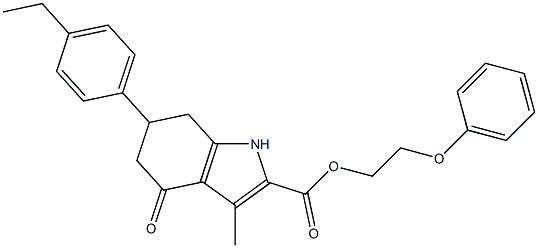 2-phenoxyethyl 6-(4-ethylphenyl)-3-methyl-4-oxo-4,5,6,7-tetrahydro-1H-indole-2-carboxylate Struktur