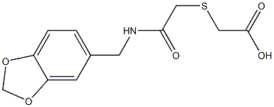 2-((2-((benzo[d][1,3]dioxol-5-ylmethyl)amino)-2-oxoethyl)thio)acetic acid Struktur