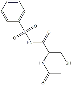 (R)-2-acetamido-3-mercapto-N-(phenylsulfonyl)propanamide Struktur