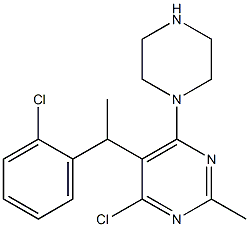 4-chloro-5-(1-(2-chlorophenyl)ethyl)-2-methyl-6-(piperazin-1-yl)pyrimidine Struktur