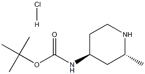 (2R,4S)-(2-Methyl-piperidin-4-yl)-carbamic acid tert-butyl ester hydrochloride Struktur