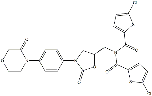 (S)-5-chloro-N-(5-chlorothiophene-2-carbonyl)-N-((2-oxo-3-(4-(3-oxomorpholino)phenyl)oxazolidin-5-yl)methyl)thiophene-2-carboxamide Struktur