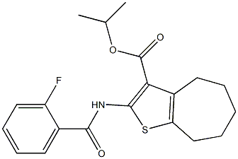 isopropyl 2-(2-fluorobenzamido)-5,6,7,8-tetrahydro-4H-cyclohepta[b]thiophene-3-carboxylate Struktur