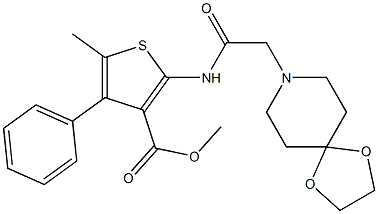 methyl 2-(2-(1,4-dioxa-8-azaspiro[4.5]decan-8-yl)acetamido)-5-methyl-4-phenylthiophene-3-carboxylate Structure