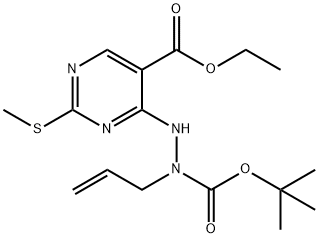 Ethyl 4-(2-allyl-2-(tert-butoxycarbonyl)hydrazinyl)-2-(methylthio)pyrimidine-5-carboxylate Struktur