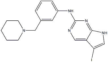 5-iodo-N-(3-(piperidin-1-ylmethyl)phenyl)-7H-pyrrolo[2,3-d]pyrimidin-2-amine Struktur