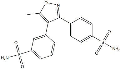 3-(5-methyl-3-(4-sulfamoylphenyl)isoxazol-4-yl) benzenesulfonamide Struktur