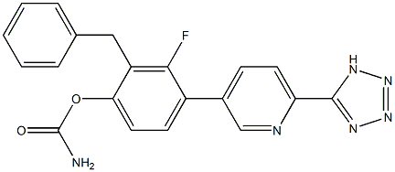 benzyl(4-(6-(1H-tetrazol-5-yl)pyridin-3-yl)-3-fluorophenyl) carbamate Struktur