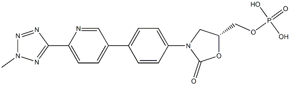 (R)-(3-(4-(6-(2-methyl-2H-tetrazol-5-yl) pyridin-3-yl) phenyl)-2-oxooxazolidin-5-yl) methyl dihydrogen phosphate Struktur