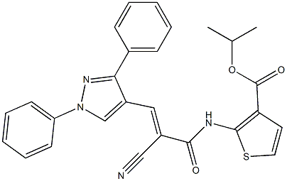 (E)-isopropyl 2-(2-cyano-3-(1,3-diphenyl-1H-pyrazol-4-yl)acrylamido)thiophene-3-carboxylate Struktur