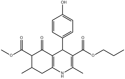 6-methyl 3-propyl 4-(4-hydroxyphenyl)-2,7-dimethyl-5-oxo-1,4,5,6,7,8-hexahydroquinoline-3,6-dicarboxylate Struktur