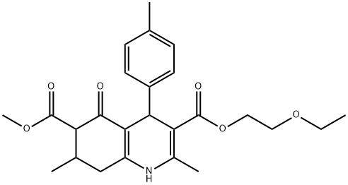 3-(2-ethoxyethyl) 6-methyl 2,7-dimethyl-5-oxo-4-(p-tolyl)-1,4,5,6,7,8-hexahydroquinoline-3,6-dicarboxylate Structure