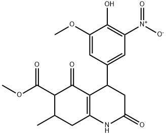 methyl 4-(4-hydroxy-3-methoxy-5-nitrophenyl)-7-methyl-2,5-dioxo-1,2,3,4,5,6,7,8-octahydroquinoline-6-carboxylate Struktur