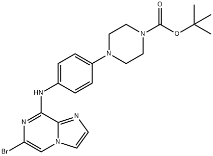 tert-Butyl 4-{4-[(6-bromo(4-hydroimidazo[1,2-a]pyrazin-8-yl))amino] phenyl}piperazinecarboxylate Struktur