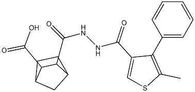 3-(2-(5-methyl-4-phenylthiophene-3-carbonyl)hydrazinecarbonyl)bicyclo[2.2.1]heptane-2-carboxylic acid Struktur