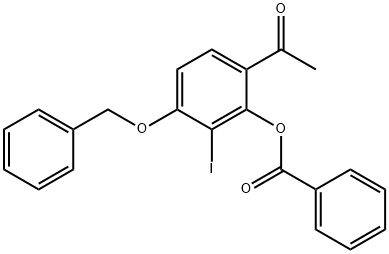 6-Acetyl-3-(benzyloxy)-2-iodophenyl benzoate Struktur