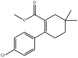 Methyl 2-(4-chlorophenyl)-5,5-dimethylcyclohex-1-ene-1-carboxylate Struktur