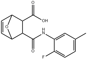 3-((2-fluoro-5-methylphenyl)carbamoyl)-7-oxabicyclo[2.2.1]hept-5-ene-2-carboxylic acid Struktur