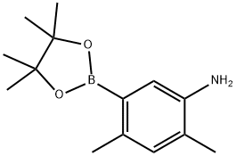 2,4-Dimethyl-5-(4,4,5,5-tetramethyl-1,3,2-dioxaborolan-2-yl)-benzenamine Struktur