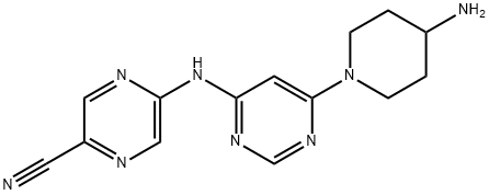 5-((6-(4-Aminopiperidin-1-yl)pyrimidin-4-yl)amino)pyrazine-2-carbonitrile Struktur