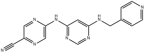 5-((6-((Pyridin-4-ylmethyl)amino)pyrimidin-4-yl)amino)pyrazine-2-carbonitrile Struktur