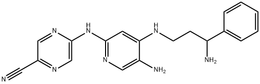 5-((5-Amino-4-((3-amino-3-phenylpropyl)amino)pyridin-2-yl)amino)pyrazine-2-carbonitrile Struktur