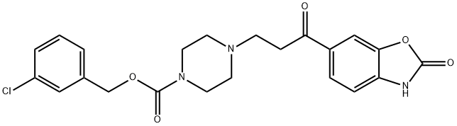 3-Chlorobenzyl 4-(3-oxo-3-(2-oxo-2,3-dihydrobenzo[d]oxazol-6-yl)propyl)piperazine-1-carboxylate Struktur