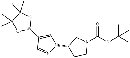 tert-butyl (3S)-3-[4-(tetramethyl-1,3,2-dioxaborolan-2-yl)-1H-pyrazol-1-yl]pyrrolidine-1-carboxylate Struktur