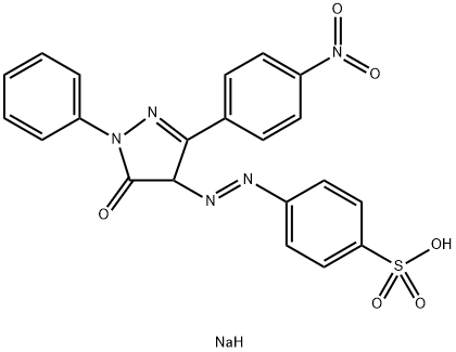 sodium (E)-4-((3-(4-nitrophenyl)-5-oxo-1-phenyl-4,5-dihydro-1H-pyrazol-4-yl)diazenyl)benzenesulfonate Struktur