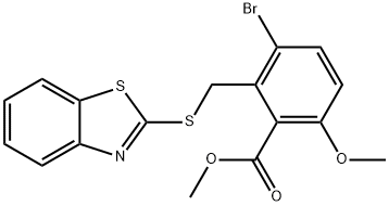 Methyl 2-((benzo[d]thiazol-2-ylthio)methyl)-3-bromo-6-methoxybenzoate Struktur