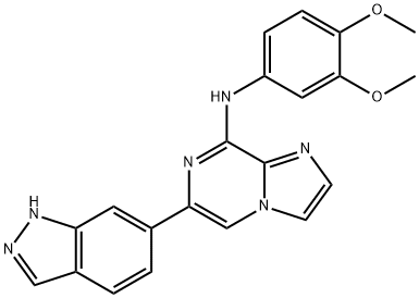 N-(3,4-dimethoxyphenyl)-6-(1H-indazol-6-yl)imidazo[1,2-a]pyrazin-8-amine Struktur