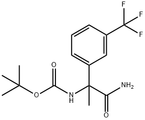 tert-Butyl (1-amino-1-oxo-2-(3-(trifluoromethyl)phenyl)propan-2-yl)carbamate Struktur