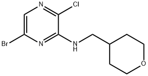 6-Bromo-3-chloro-N-((tetrahydro-2H-pyran-4-yl)methyl)pyrazin-2-amine Struktur