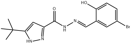 N'-[(E)-(5-bromo-2-hydroxyphenyl)methylidene]-3-tert-butyl-1H-pyrazole-5-carbohydrazide Struktur