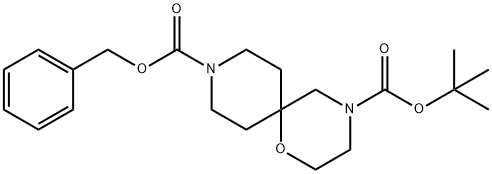 1-Oxa-4,9-diazaspiro[5.5]undecane-4,9-dicarboxylic acid, 4-(1,1-dimethylethyl) 9-(phenylmethyl) ester Struktur