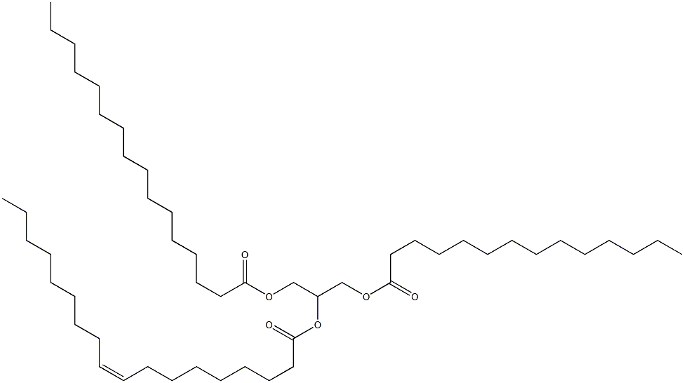 1-Tetradecanoyl-2-(cis-9-octadecenoyl)-3-hexadecanoyl-rac-glycerol Struktur