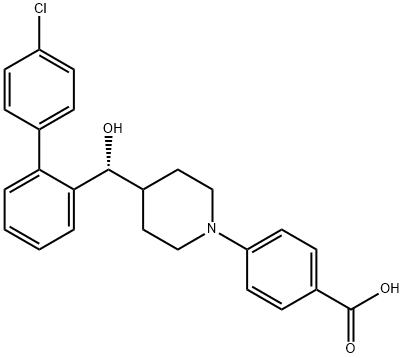 (R)-4-(4-((4'-chlorobiphenyl-2-yl)(hydroxy)methyl)piperidin-1-yl)benzoicacid Struktur