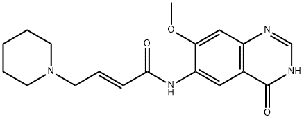 2-Butenamide,N-(3,4-dihydro-7-methoxy-4-oxo-6-quinazolinyl)-4-(1-piperidinyl)-, (2E)- Struktur