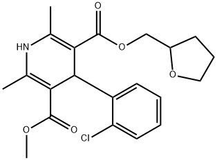 3-Methyl 5-((tetrahydrofuran-2-yl)methyl) 4-(2-chlorophenyl)-2,6-dimethyl-1,4-dihydropyridine-3,5-dicarboxylate Struktur