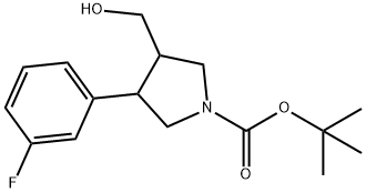 tert-butyl 3-(3-fluorophenyl)-4-(hydroxymethyl)pyrrolidine-1-carboxylate Struktur