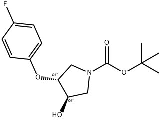 trans-3-(4-fluorophenoxy)-4-hydroxy-1-Boc-Pyrrolidine Struktur